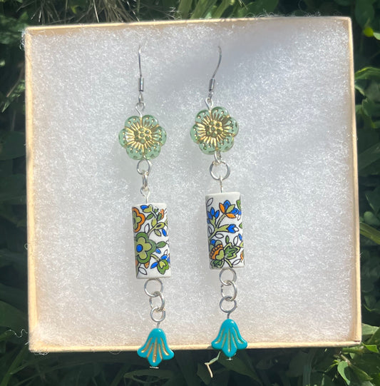 Green and Blue Vintage Earrings