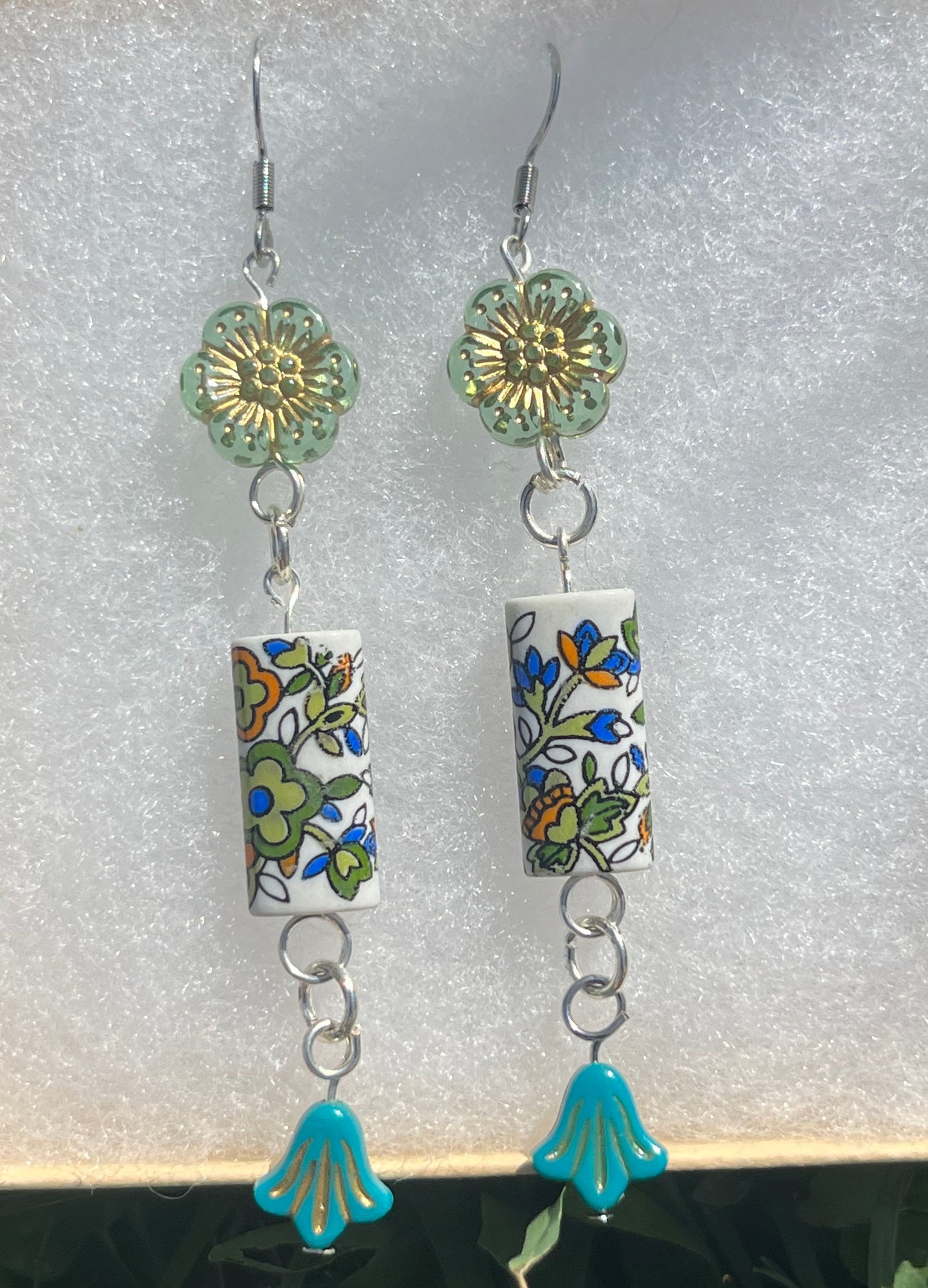 Green and Blue Vintage Earrings