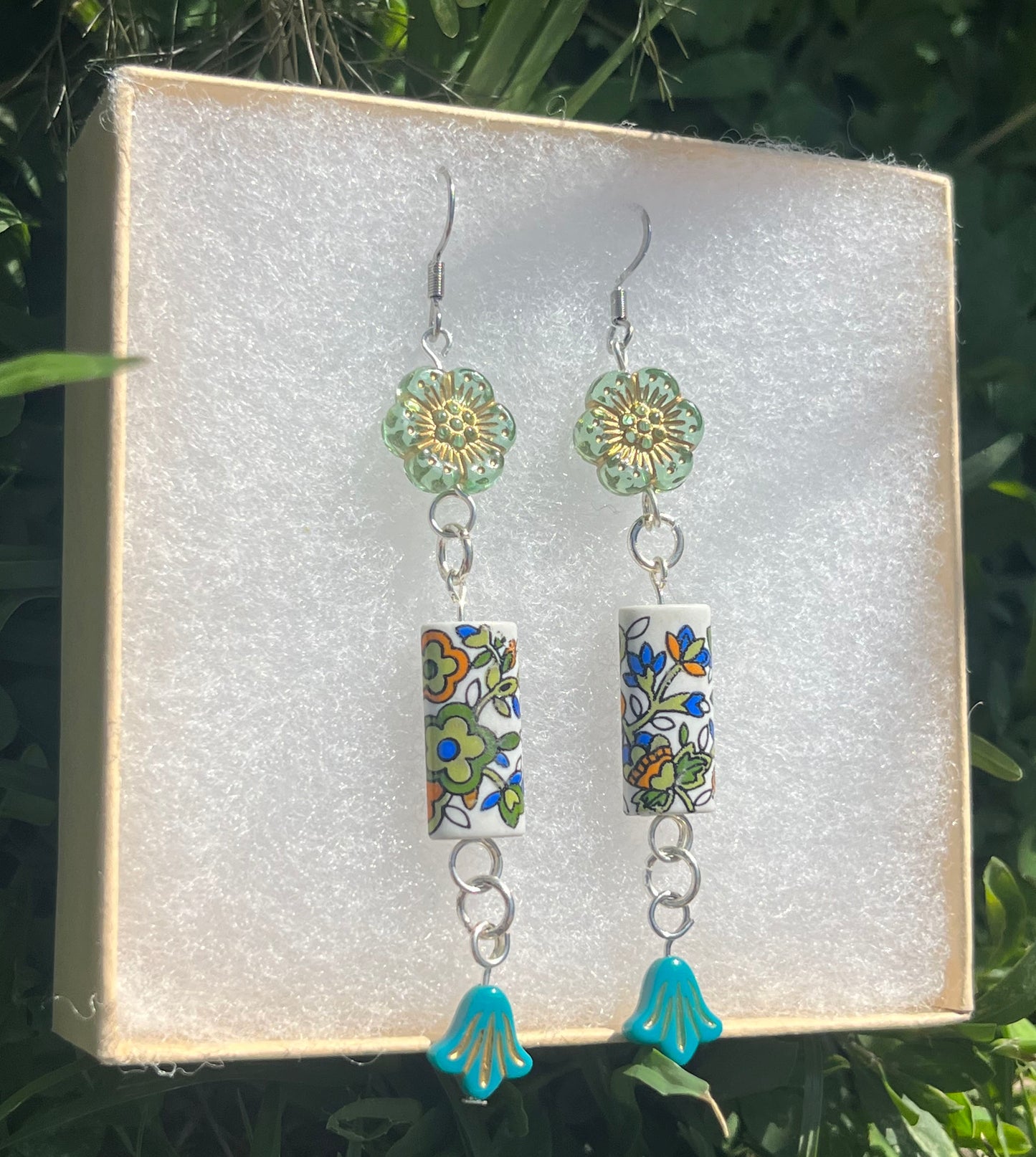 Green and Blue Vintage Earrings