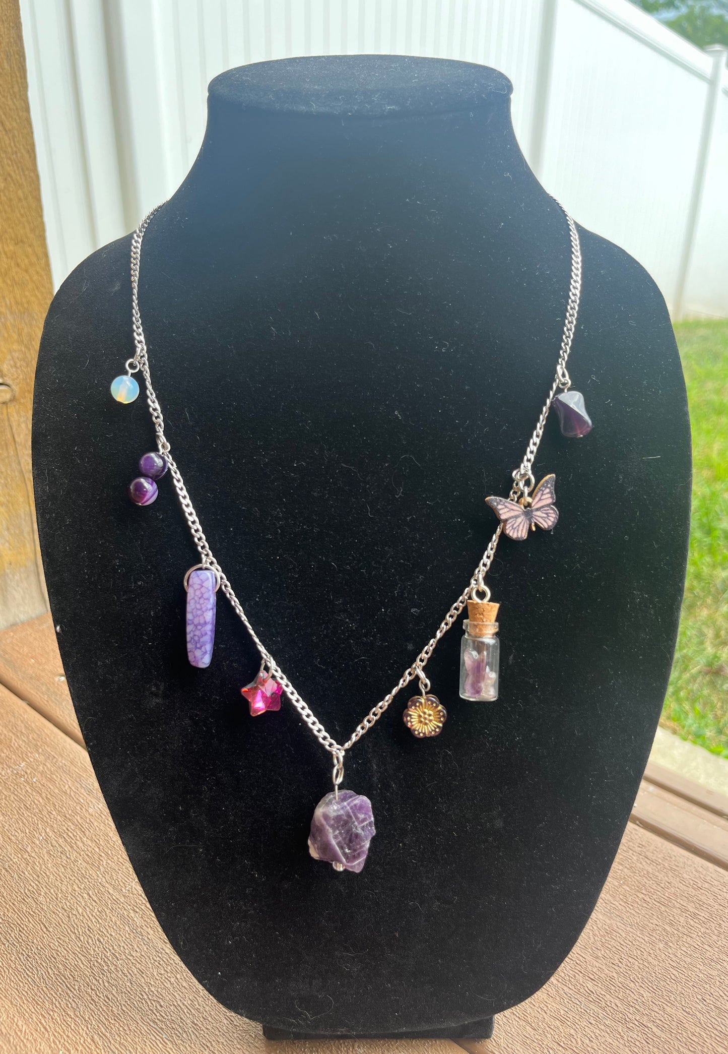 Long Purple Trinket Necklace