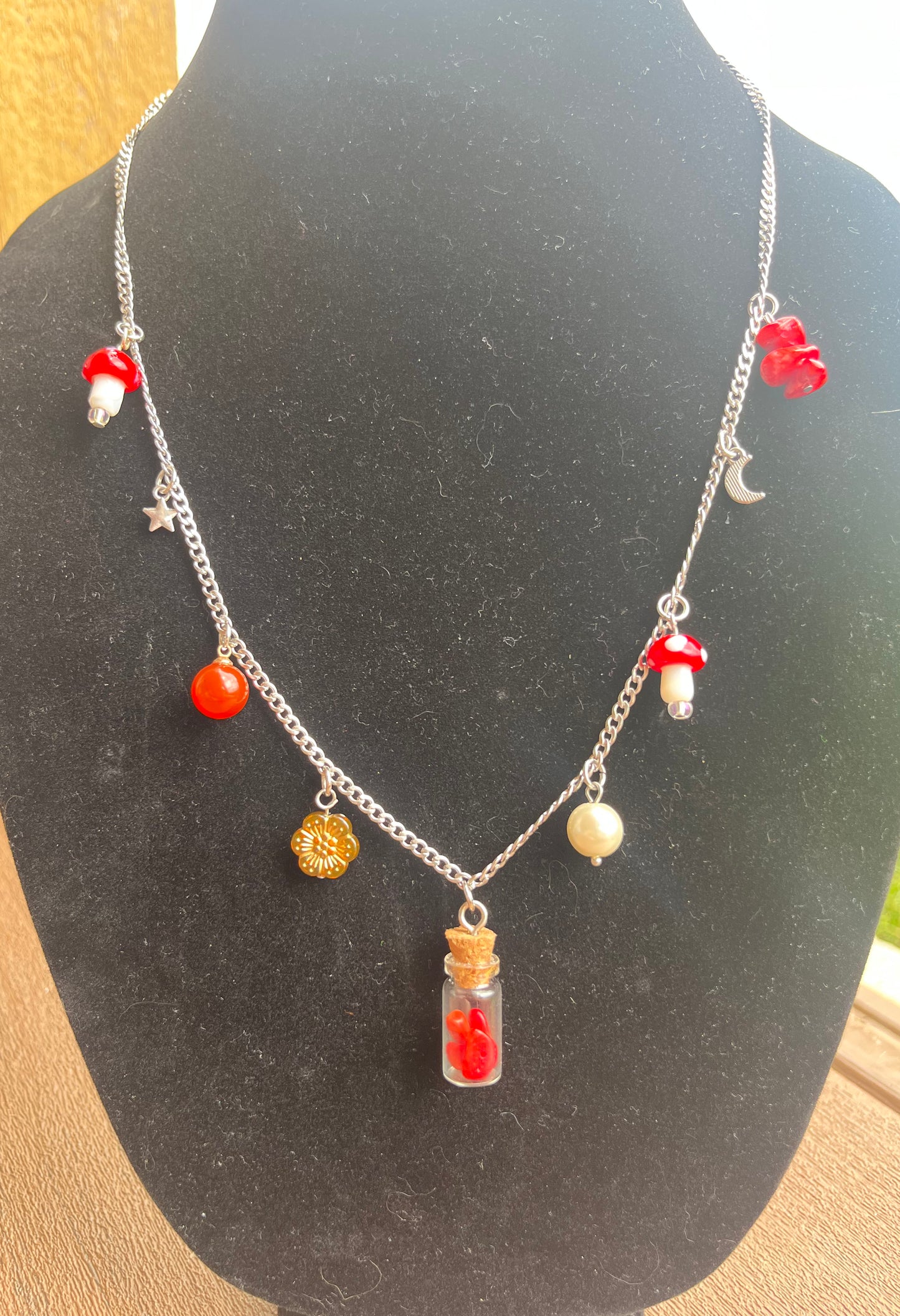 Long Red Trinket Necklace