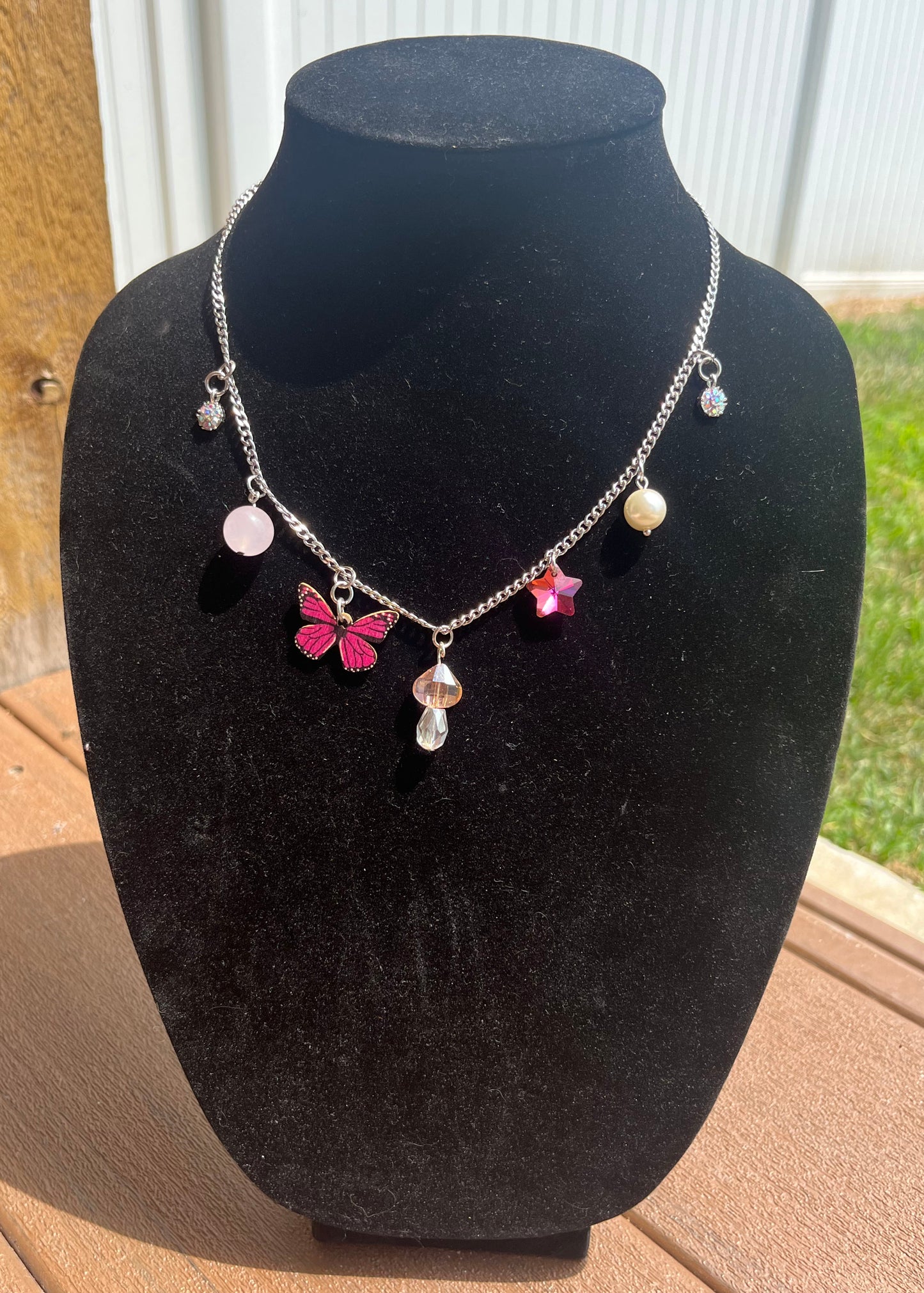 Short Pink Trinket Necklace