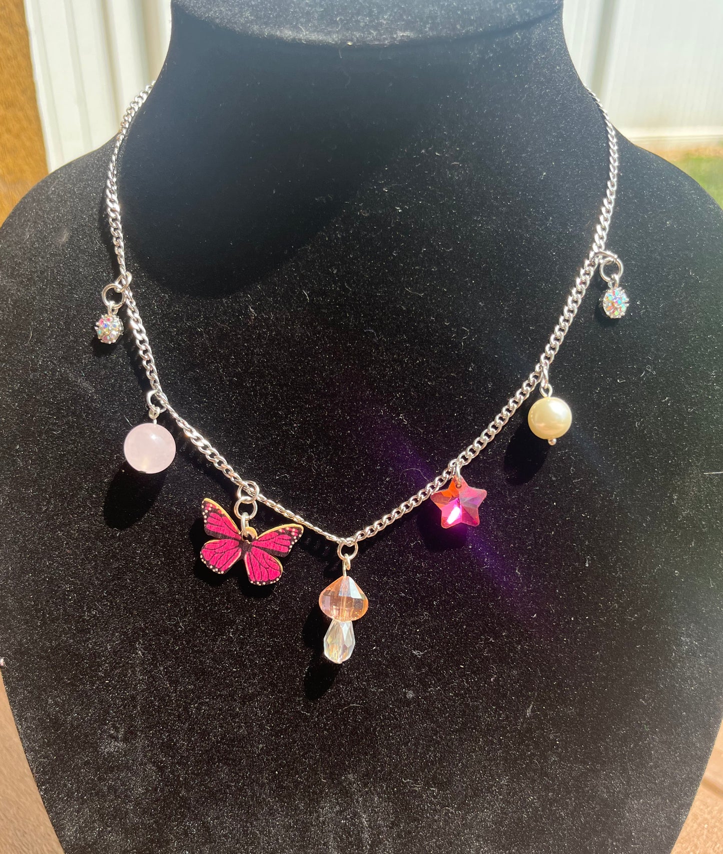 Short Pink Trinket Necklace